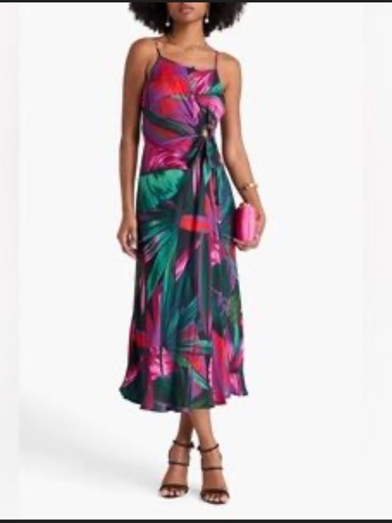 FARM Rio Dresses & Skirts - Farm Rio midnight leaves Lenzing Ecoreo viscose cutout Maxie dress